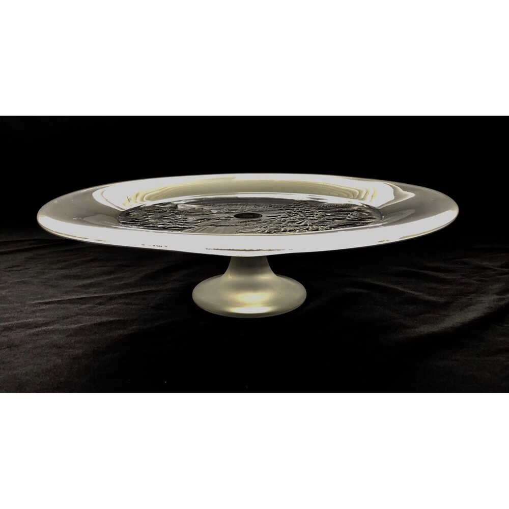 Mikasa Christmas Story, Frosted Glass Cake Stand/Torte Plate, 13 Inches